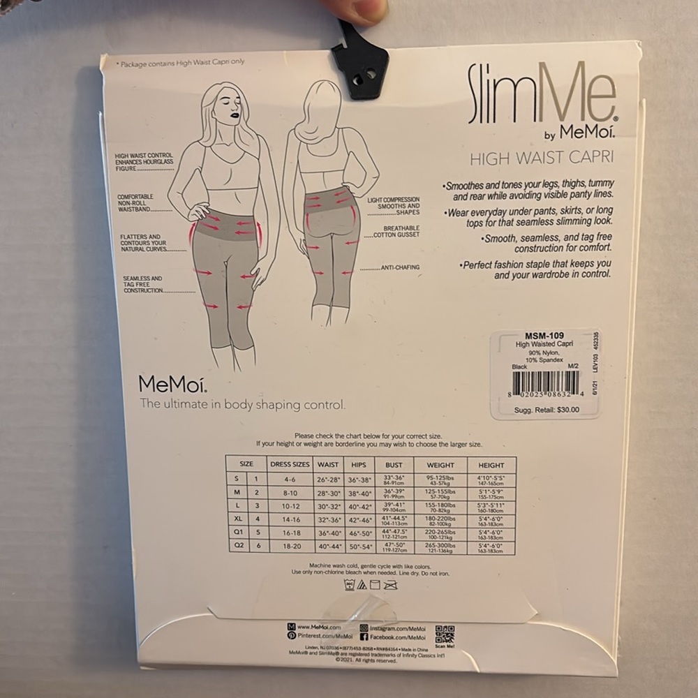 NWT MEMOI SLIM ME HIGH WAISTED CAPRI - Picture 2 of 4